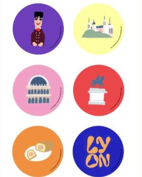 Set de 6 stickers iconiques de Lyon