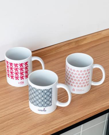 3 tasses : Ville de Lyon, Fête des Lumières et Parc de la Tête d'or